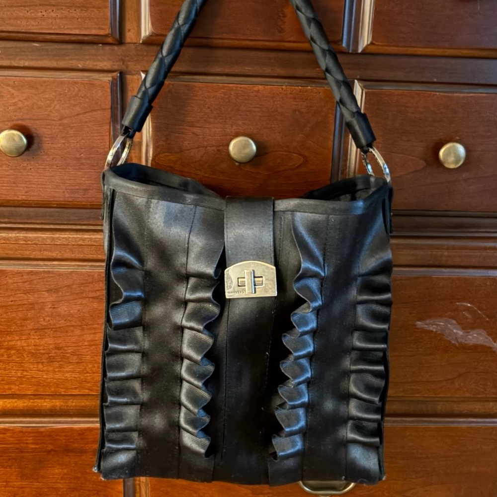 Rare HARVEYS Lola Ruffle Seatbelt Hobo Shoulder Bag